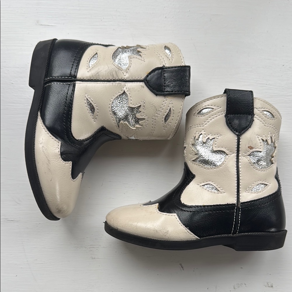 Kids Cowboy Boots with Black and Silver Accents